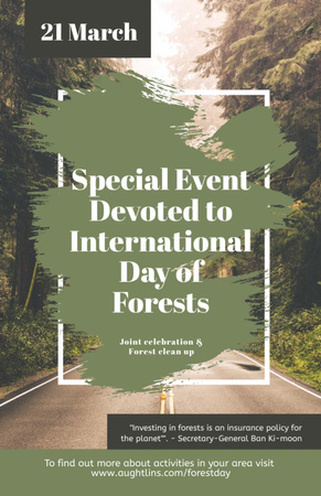 Erdők Nemzetközi Napja Esemény magas fákkal Flyer 5.5x8.5in tervezősablon