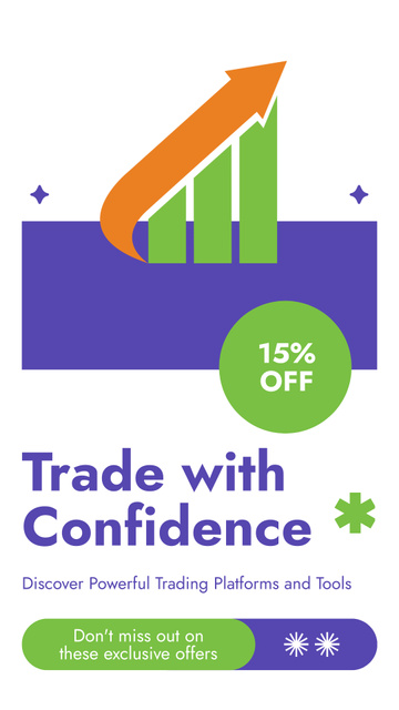 Ontwerpsjabloon van Instagram Video Story van Discount on Confident Stock Trading Course