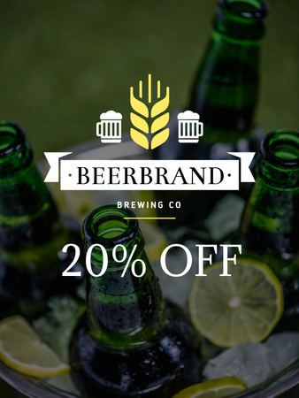 Brewing Company Ad with Glass Bottles of Beer Poster US Design Template