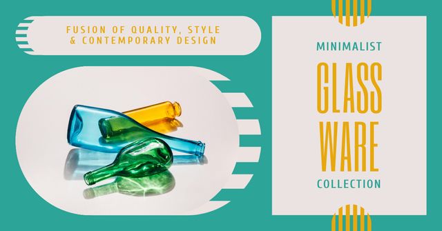 Glassware Offer with Colorful Bottles Facebook AD Design Template