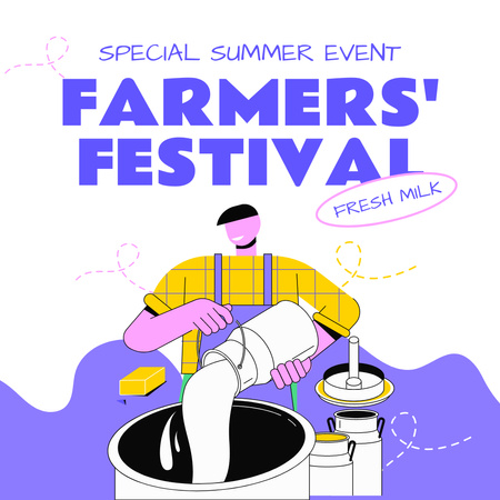 Фермерский фестиваль натуральных молочных продуктов Instagram – шаблон для дизайна
