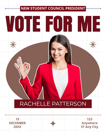 Woman in Red for President of Student Council Instagram Post Vertical Design Template