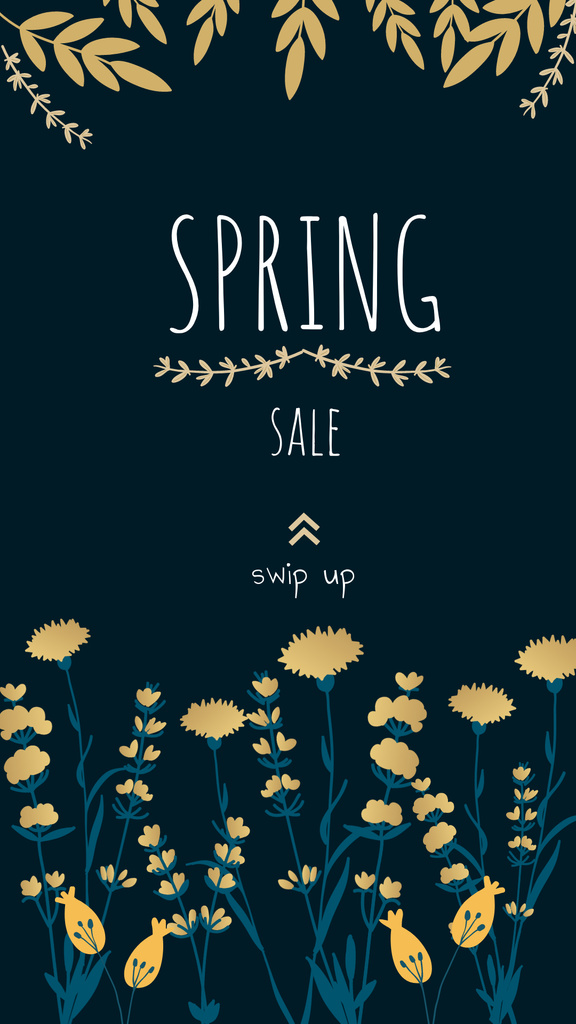 Platilla de diseño Spring Sale Announcement with Leaves Illustration and Flowers Instagram Story
