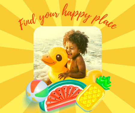 Travel Inspiration with Child in Inflatable Ring Facebook Design Template