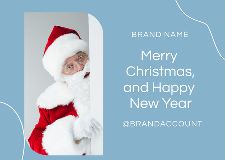 Christmas and Happy New Year Greetings with Santa Card Design Template