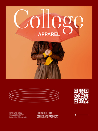 College Apparel and Merchandise with Stylish Outfit Poster US Design Template