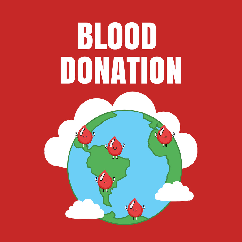 Call to Donate Blood with Image of Planet Earth Instagram Design Template