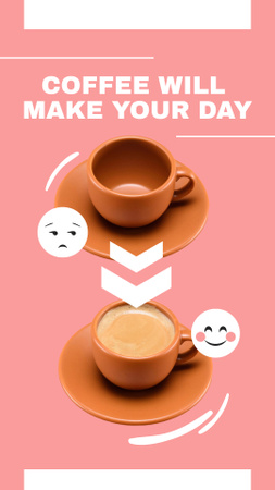 Xícaras de café cheias e vazias Instagram Story Modelo de Design