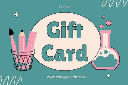 Platilla de diseño School Stationery Items with Experiment Flask Gift Certificate