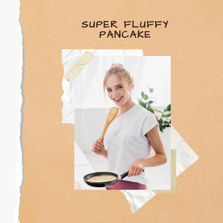 Pancakes with Honey and Blueberries for Breakfast Instagram Modelo de Design