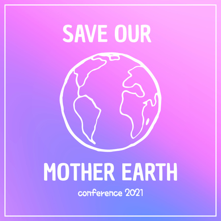 Eco Conference Announcement with Planet Illustration Instagram Design Template