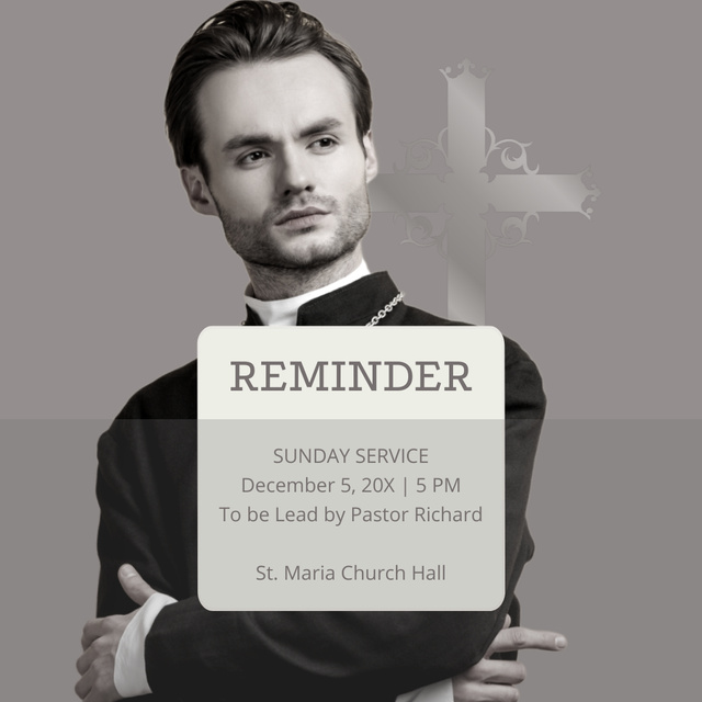 Template di design Sunday Service Reminder with Priest Animated Post