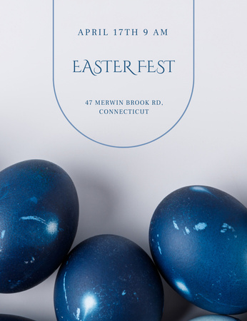 Easter Festival Alert on Blue Invitation 13.9x10.7cm Design Template