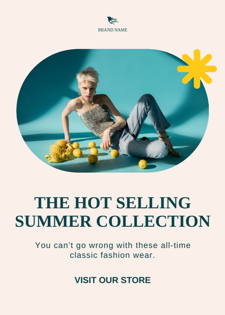Hot Summer Fashion Collection's Promotion Layouts with Photo Flayer Šablona návrhu