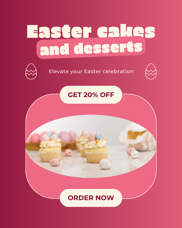 Offer of Festive Easter Cakes and Desserts Instagram Post Vertical Design Template