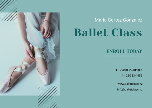 Ontwerpsjabloon van Flyer A6 Horizontal van Skilled Ballerina in Pointe Shoes And Ballet Class Offer