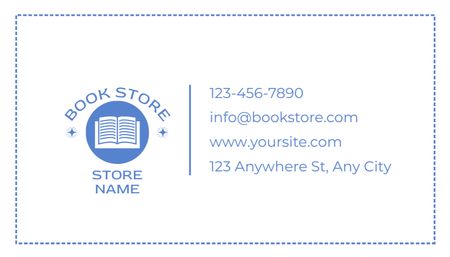 Anúncio Simples Azul e Branco de Livraria Business Card US Modelo de Design