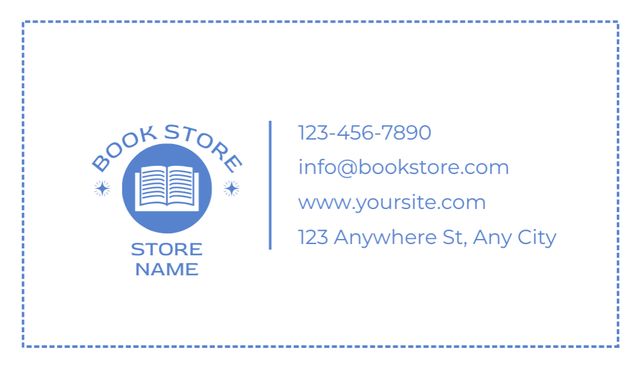 Plantilla de diseño de Blue and White Ad of Bookstore Business Card US 