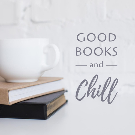 Books and White Cup Instagram tervezősablon