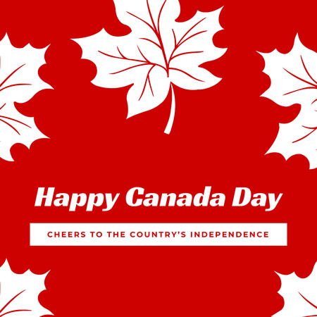 Hyvää Kanadan päivää ja itsenäisyystervehdys punaisella Instagram Design Template