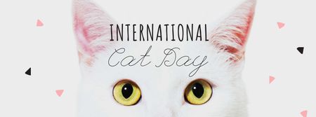 International Cat Day with Cute White Kitten Facebook cover Design Template