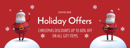 Platilla de diseño Christmas Sale Offer Two Santa on Snowballs Facebook cover