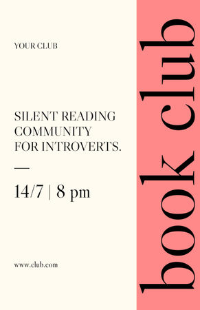 Book Club For Introverts Invitation 5.5x8.5in Design Template