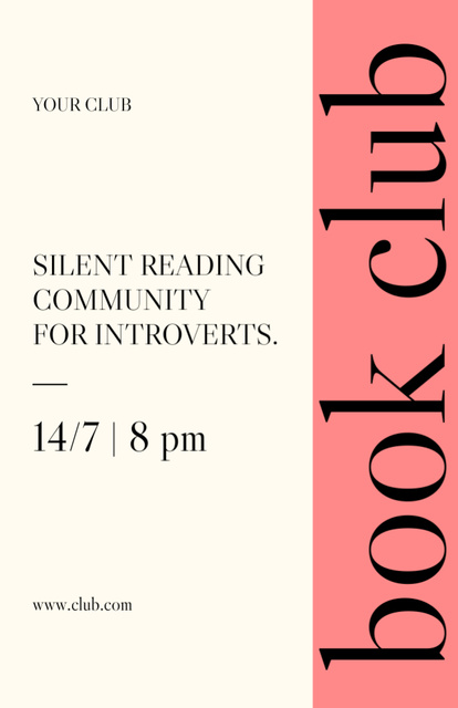 Book Club For Introverts Invitation 5.5x8.5in Tasarım Şablonu