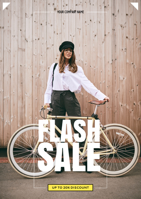 New Bicycle With Flash Sale Offer Poster A3 Design Template