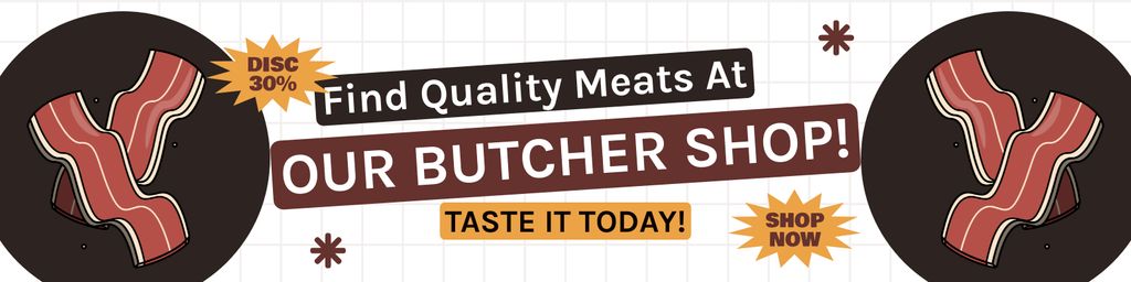 High Quality Bacon at Meat Market Twitter Tasarım Şablonu
