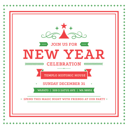 Christmas party invitation with Tree and frame Instagram AD Design Template