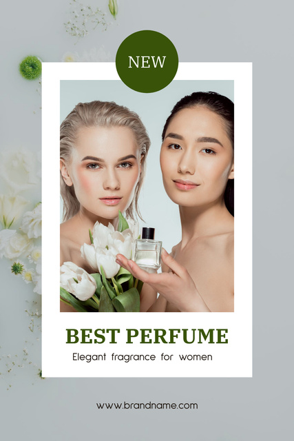 Natural Perfume Ad with Beautiful Women Pinterest Design Template