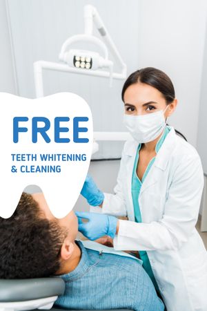 Dentistry Promotion with Smiling Woman Dentist Tumblr Design Template