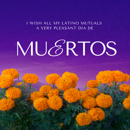 Template di design Dia de los Muertos Holiday Announcement with Orange Flowers Animated Post