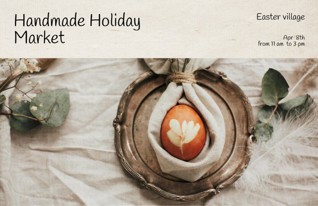 Plantilla de diseño de Awesome Handmade Easter Market Announcement In Beige Flyer 5.5x8.5in Horizontal 