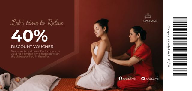 Wellness Massage Center Offer with Discount Coupon Din Large Design Template