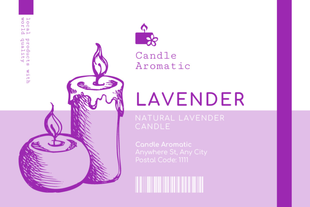 Ontwerpsjabloon van Label van Natural Candles With Lavender Scent Offer