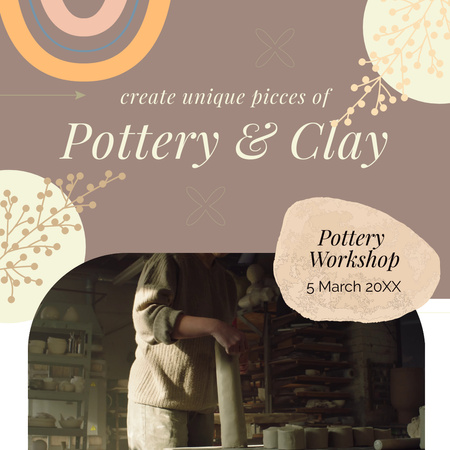 Plantilla de diseño de Clay Pottery Workshop Studio Invitation Animated Post 