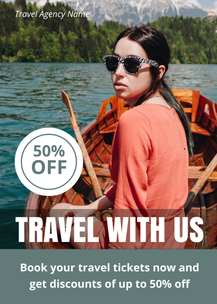 Discount on Travel by Boat Flayer Design Template
