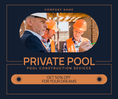 Offer Discounts for Construction of Private Pools Facebook Design Template