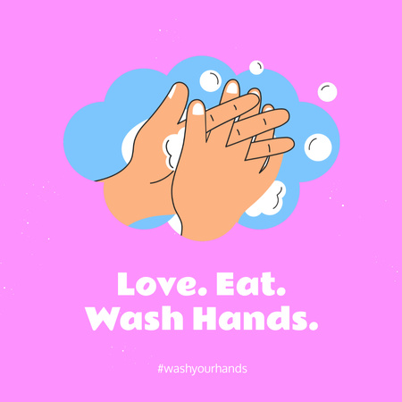 Coronavirus awareness with Hand Washing rules Instagram Design Template