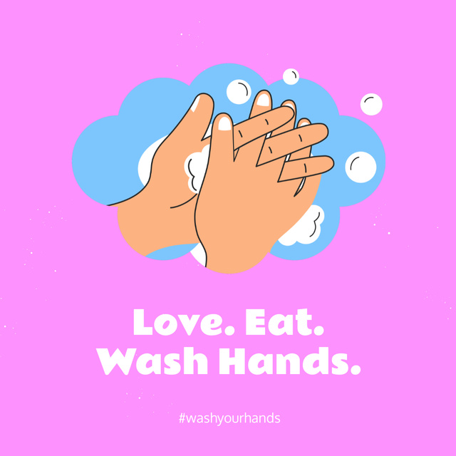 Coronavirus awareness with Hand Washing rules Instagram tervezősablon