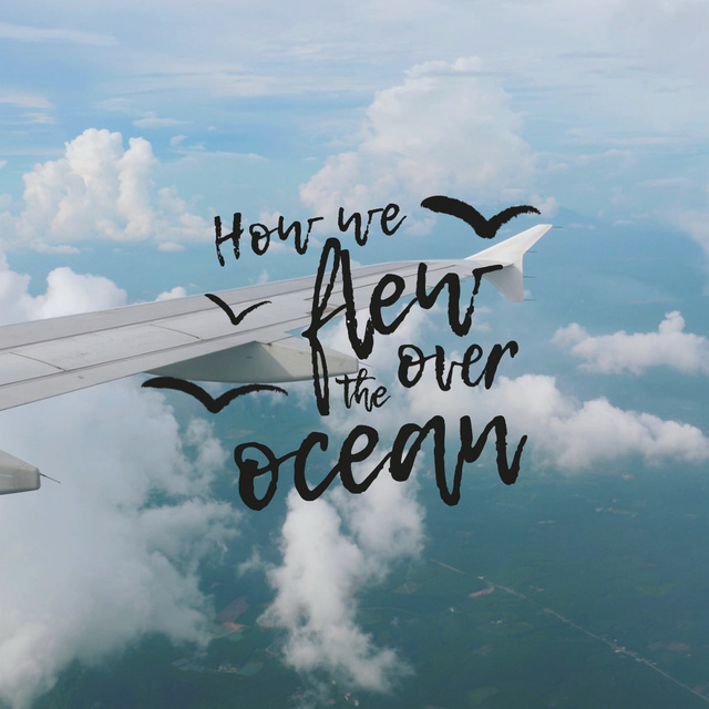 Inspirational Travelling Phrase with Plane in Clouds Animated Post Modelo de Design