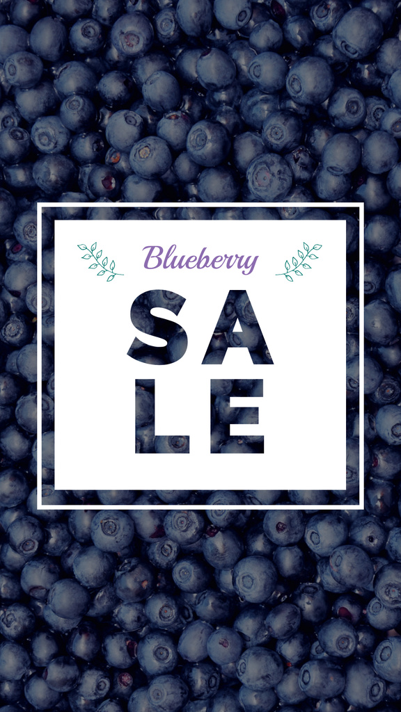 Raw ripe Blueberries sale Instagram Story Design Template