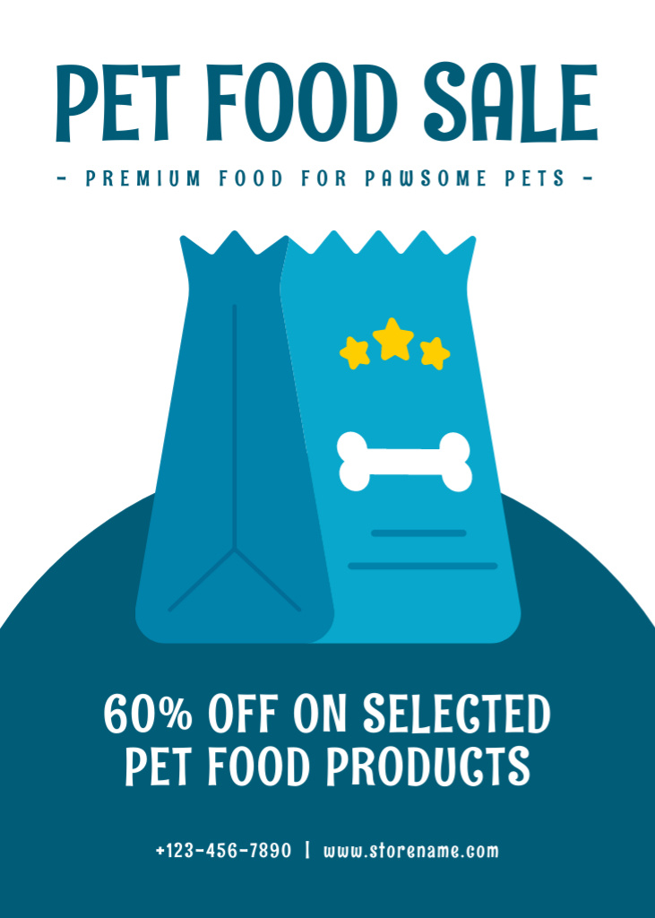 Template di design Animal Food Sale Offer on Blue Flayer