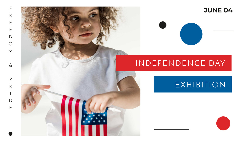 Independence Day Exhibition Announcement with Cute Girl FB event cover Modelo de Design
