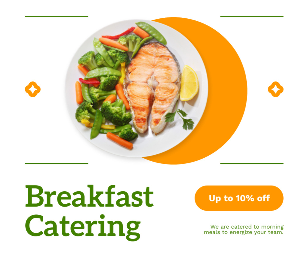 Ontwerpsjabloon van Facebook van Discount on Catering Breakfast with Salmon Steak