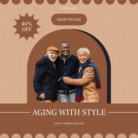 Stylish And Fashionable Looks For Elderly With Discount Instagram tervezősablon