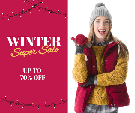 Winter Super Sale Announcement Facebook Design Template
