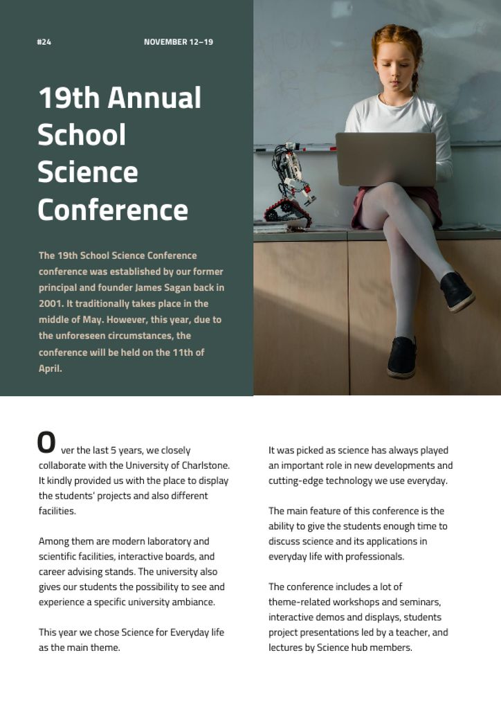 Designvorlage Annual School Science Conference für Newsletter